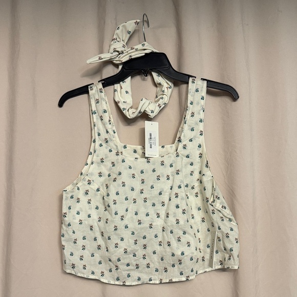 Montce Fruity Floral Crop Top and Headband, Size M, Color Ivory/Green/Pink - Picture 4 of 12